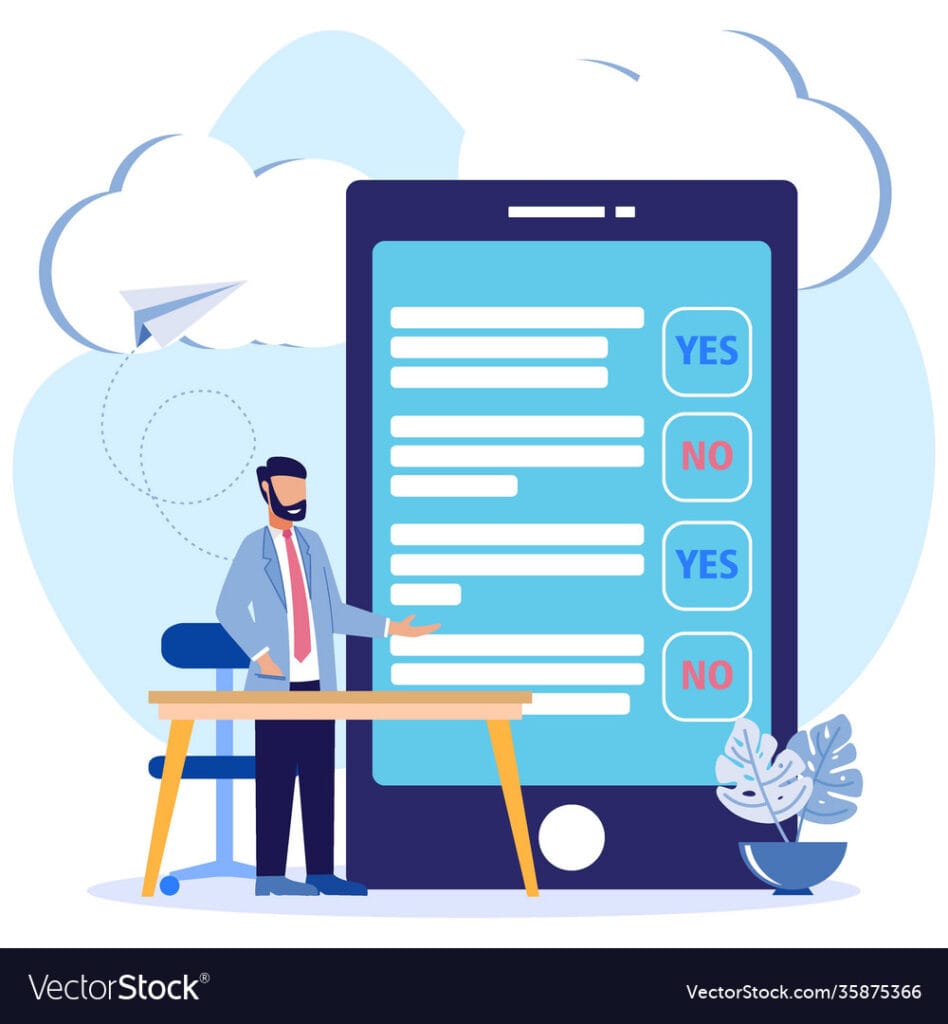 Illustration vector graphic cartoon character of online survey